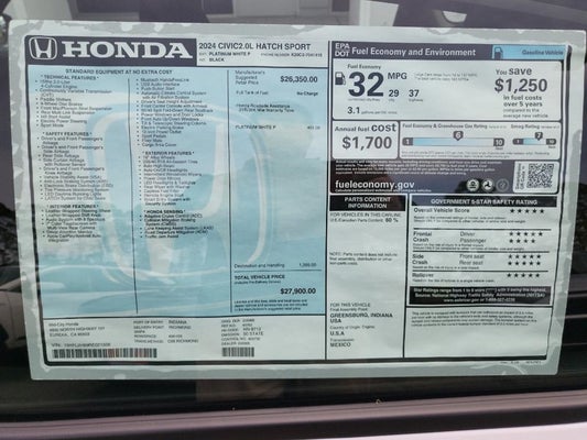 2024 Honda Civic Sport in Eureka, CA - Mid-City Motor World