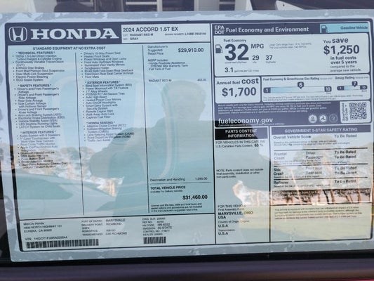 2024 Honda Accord EX in Eureka, CA - Mid-City Motor World