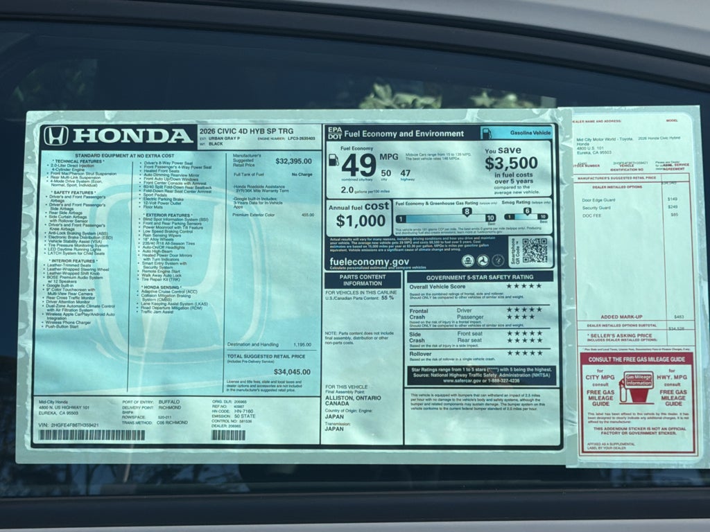 2026 Honda Civic Hybrid Sport Touring