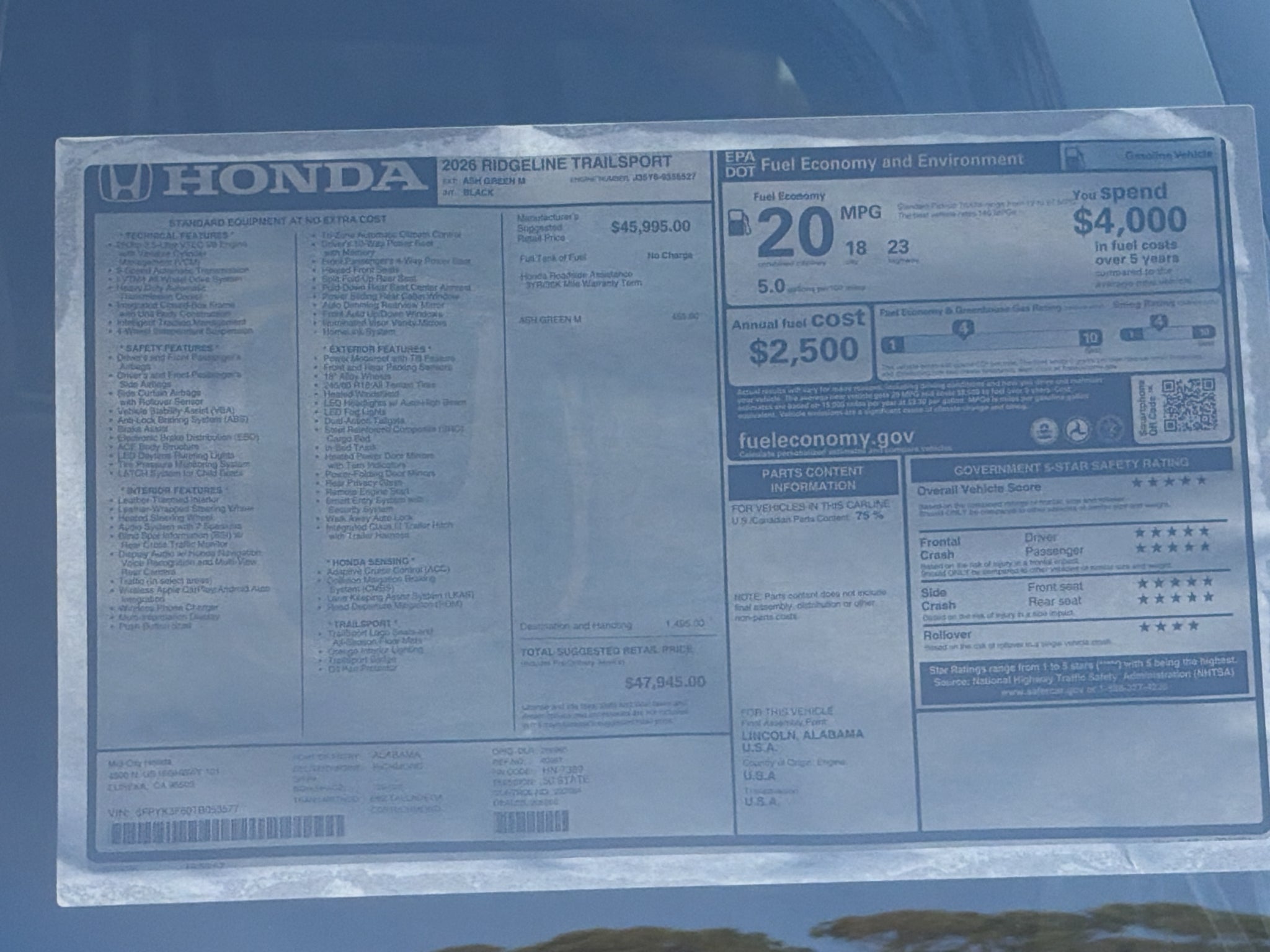2026 Honda Ridgeline TrailSport
