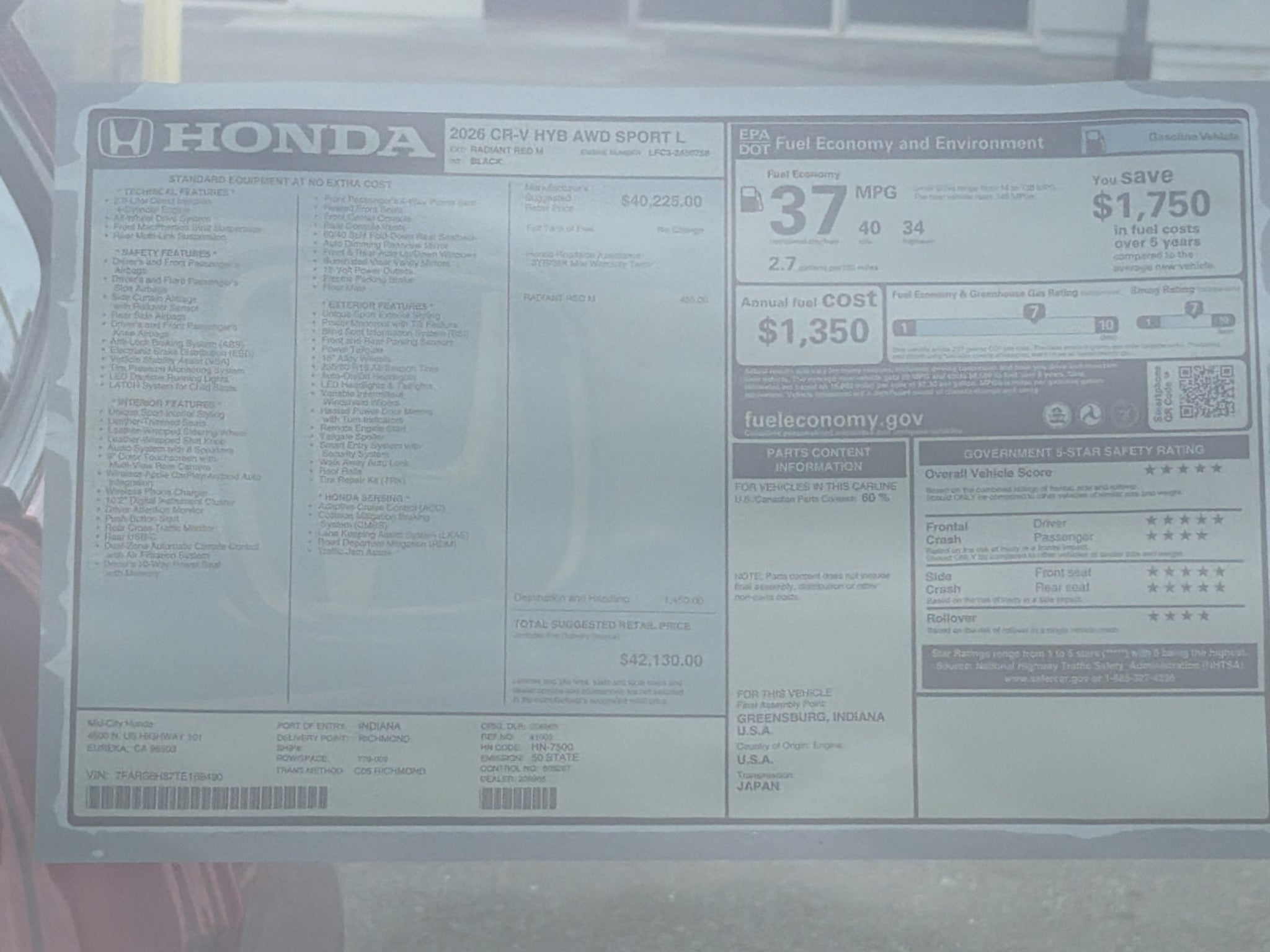 2026 Honda CR-V Hybrid Sport-L