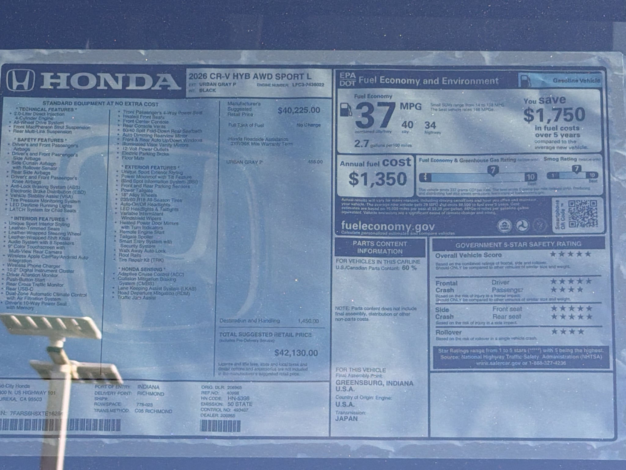 2026 Honda CR-V Hybrid Sport-L