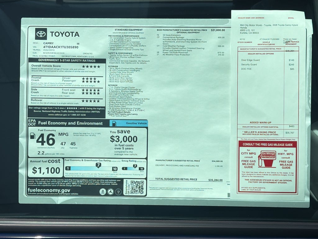 2026 Toyota Camry SE