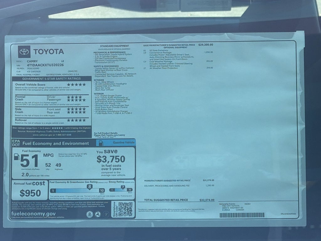 2026 Toyota Camry Hybrid LE