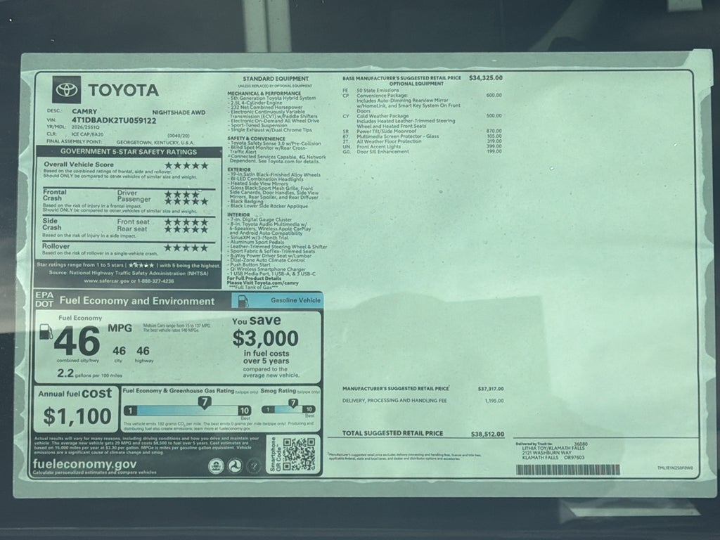 2026 Toyota Camry Nightshade