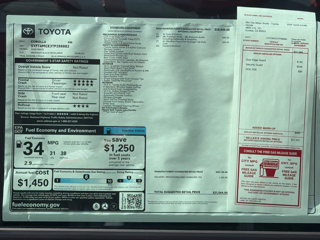 2026 Toyota Corolla XSE