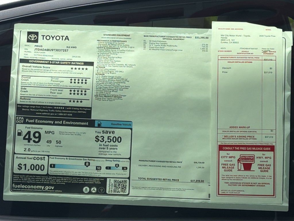 2026 Toyota Prius XLE AWD