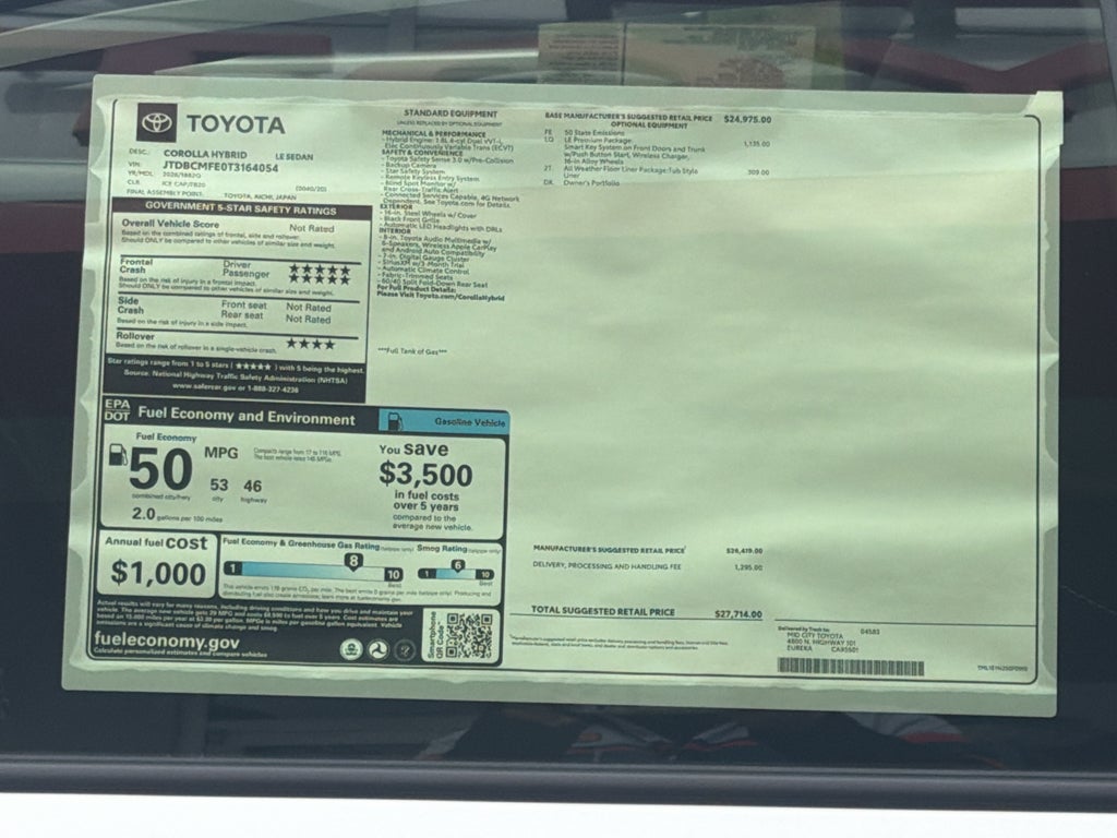 2026 Toyota Corolla Hybrid Hybrid LE
