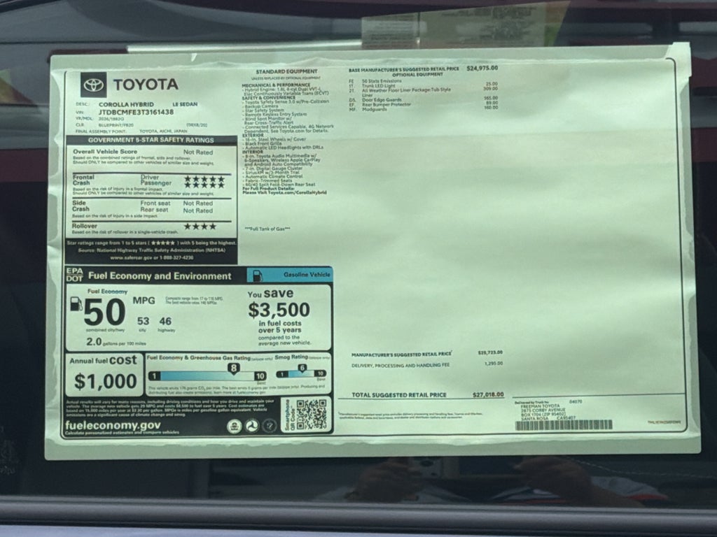 2026 Toyota Corolla Hybrid Hybrid LE
