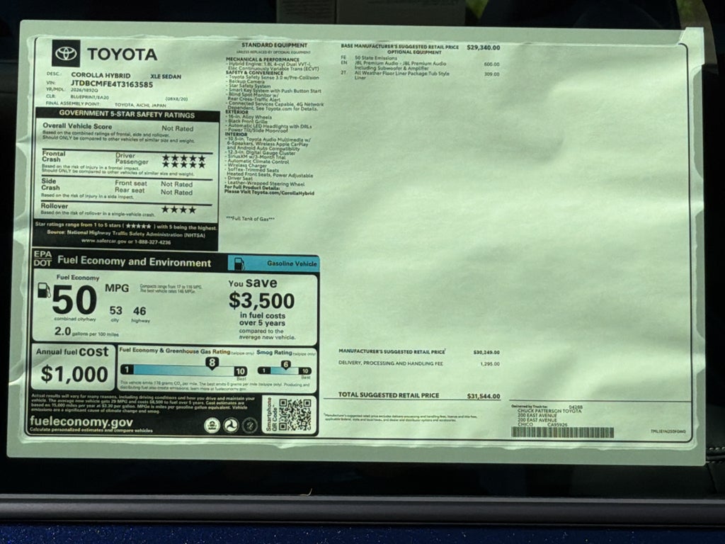2026 Toyota Corolla Hybrid Hybrid XLE