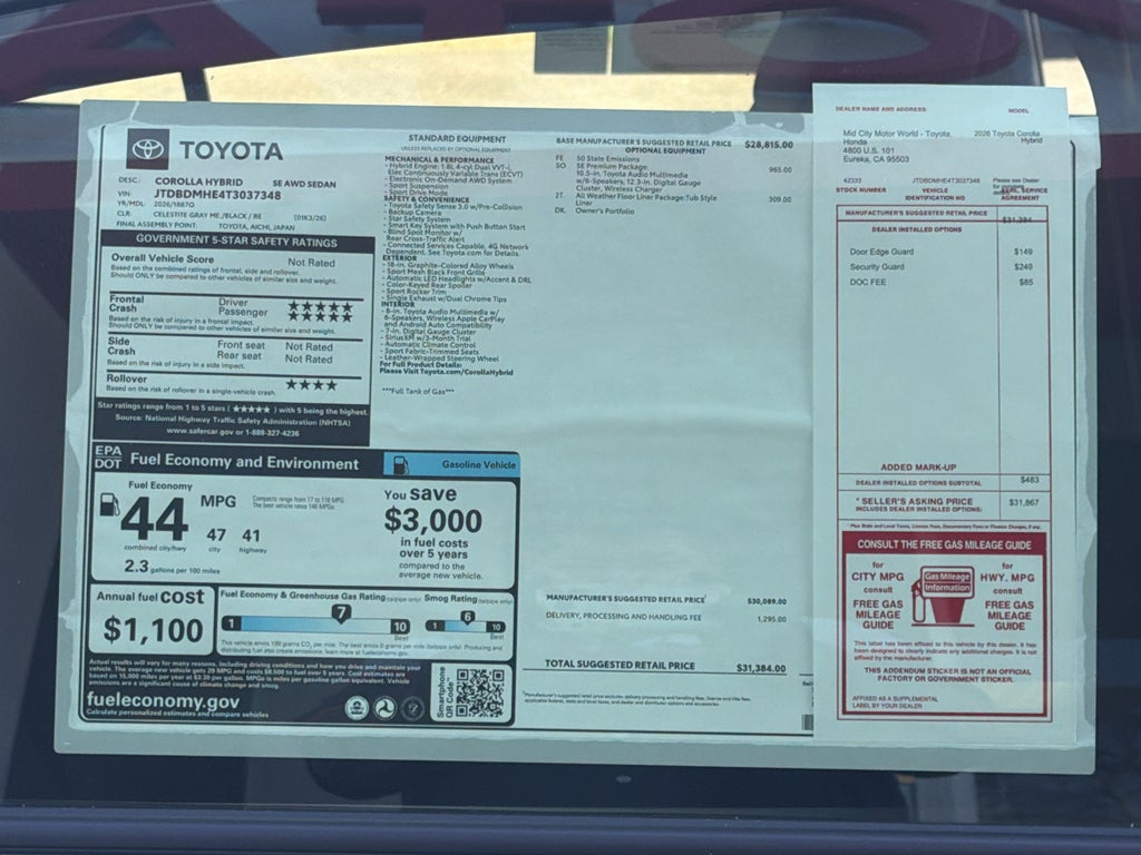 2026 Toyota Corolla Hybrid Hybrid SE