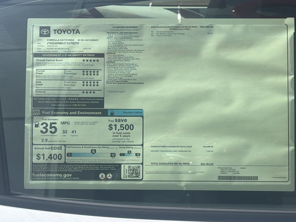 2026 Toyota Corolla Hatchback SE