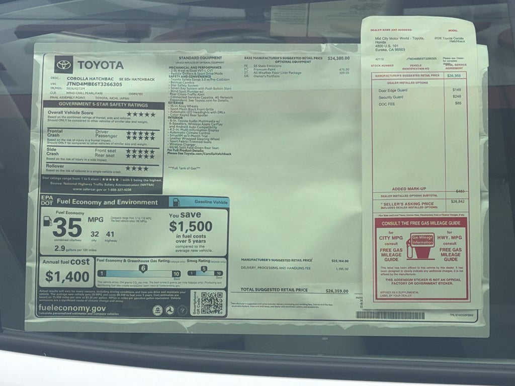 2026 Toyota Corolla Hatchback SE